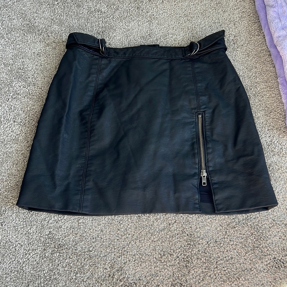 Free people black leather skirt